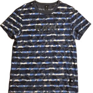 G-Star RAW Men’s XL Striped Organic Cotton Camo Tee Urban Tactical Techwear